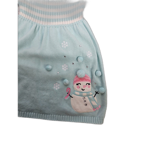 Christmas Snowman Knit Long Sleeve Sweater Dress Blue White and Pink Size S(5/6) - Picture 3 of 9